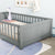 Gray Twin Toddler Floor Bed with Built-in Book Storage Rack