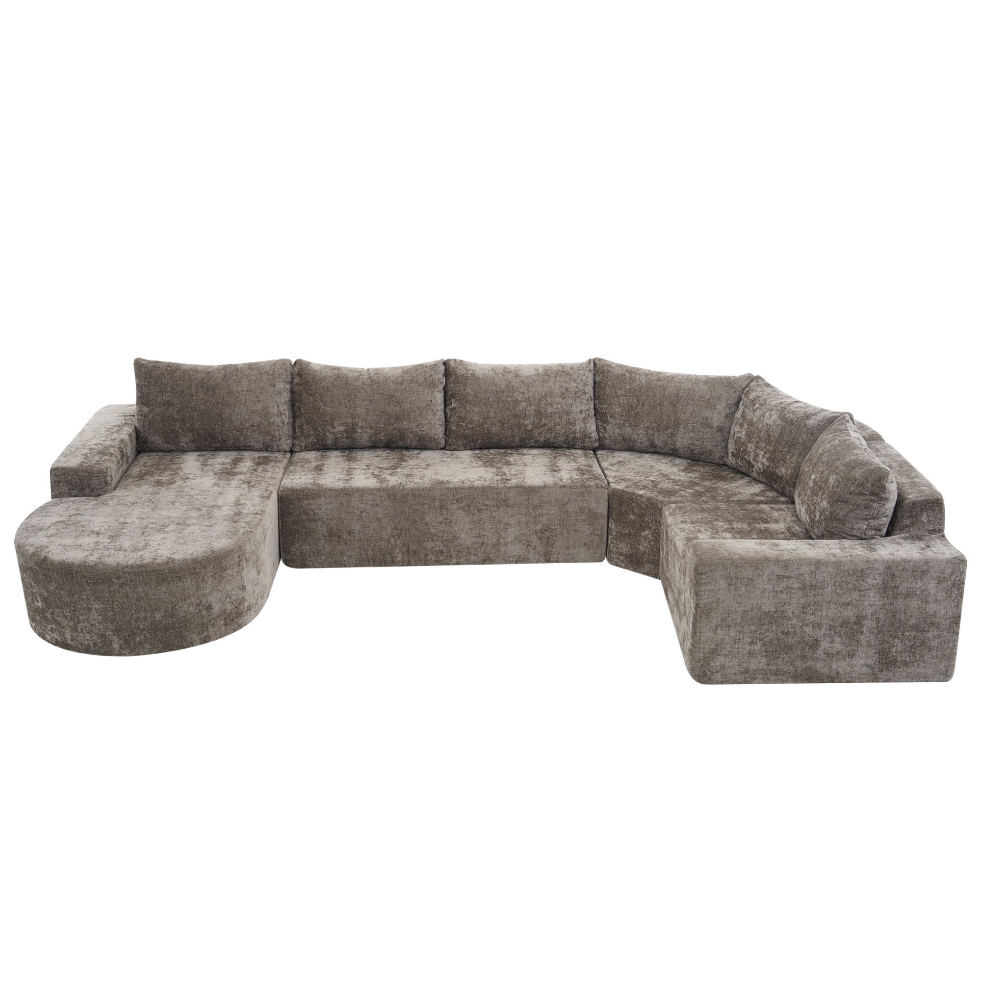 Amalfi Modular Chenille Sectional Sofa in Brown