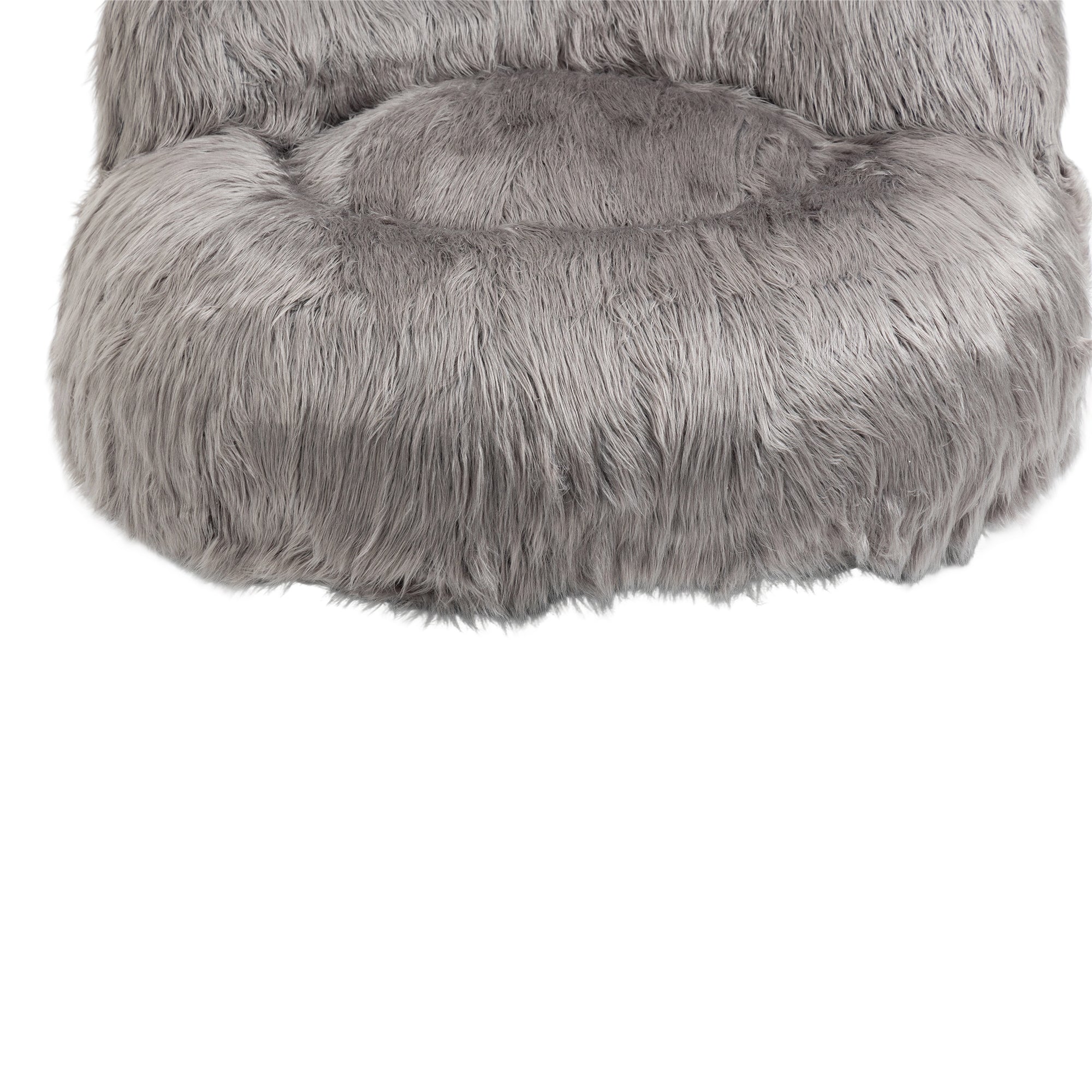 Shaggy Bean Bag Chair with Ottoman and Handle In Gray