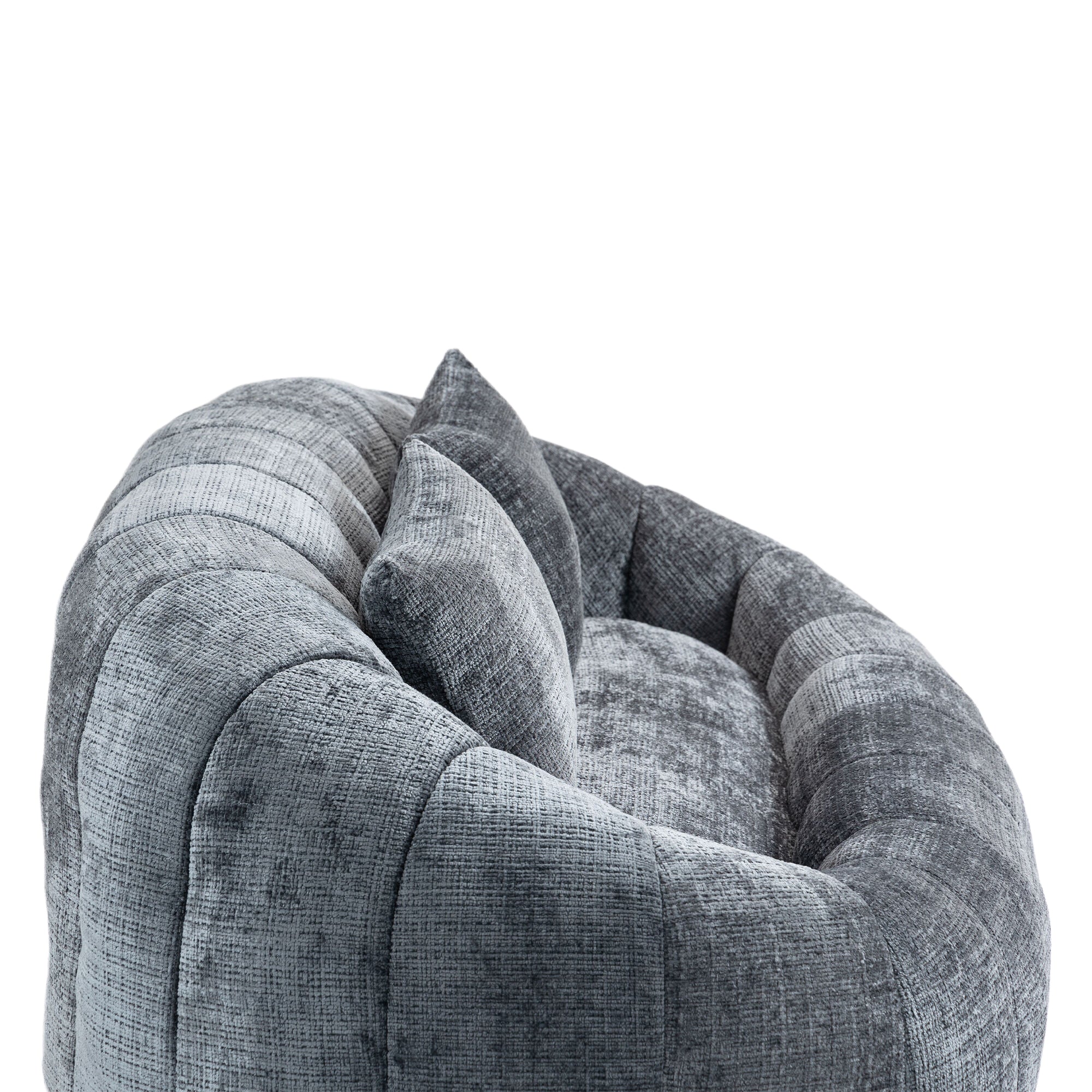 Gray Chenille Bean Shape 2-Seater Lazy Sofa