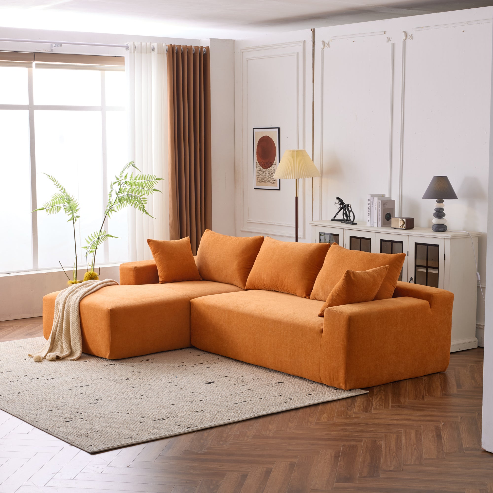 Dakar 4-Seat Minimalist Modular Sofa in Orange