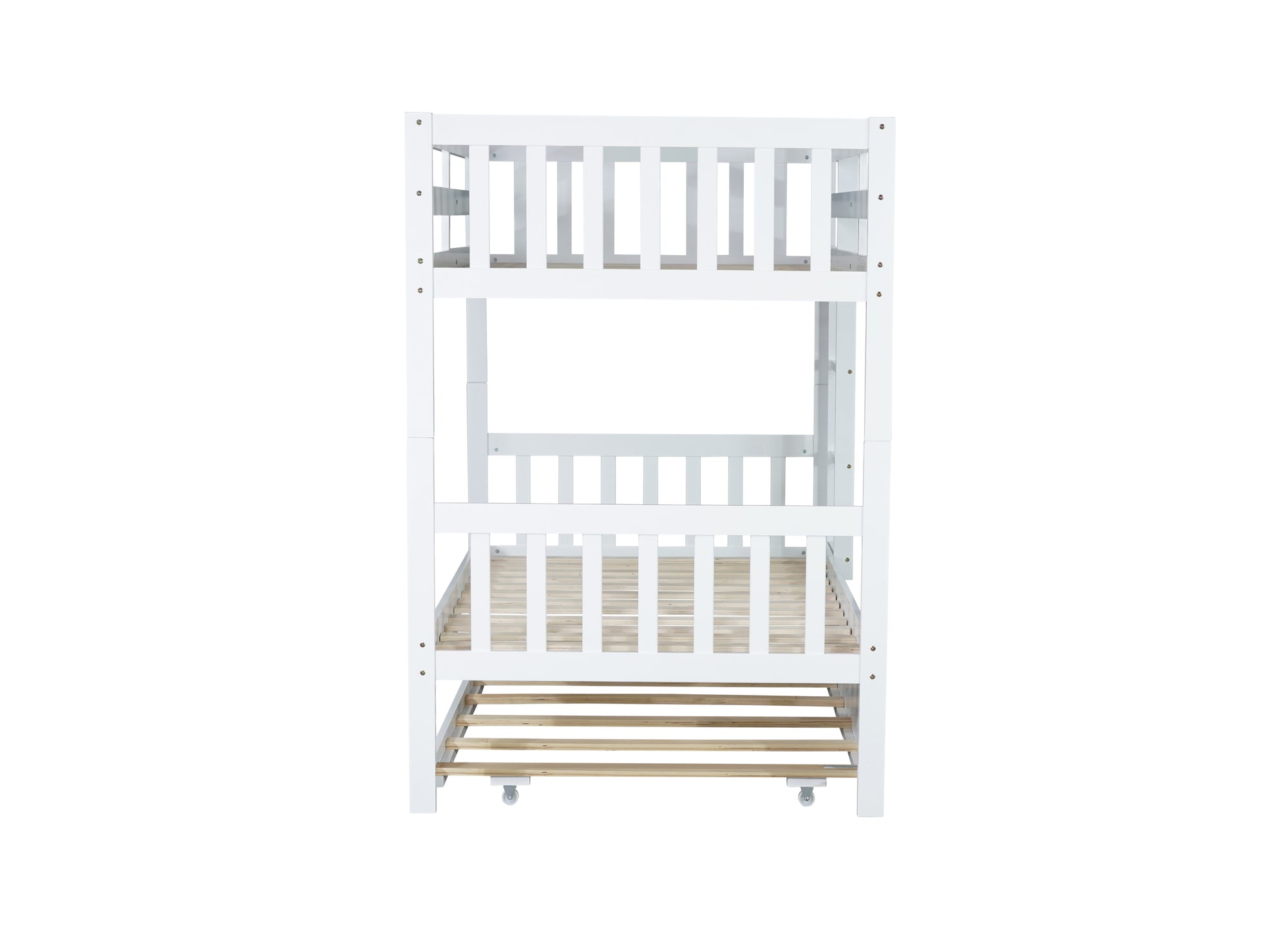 Convertible Twin Over Twin Rubber Wood Bunk Bed with Trundle