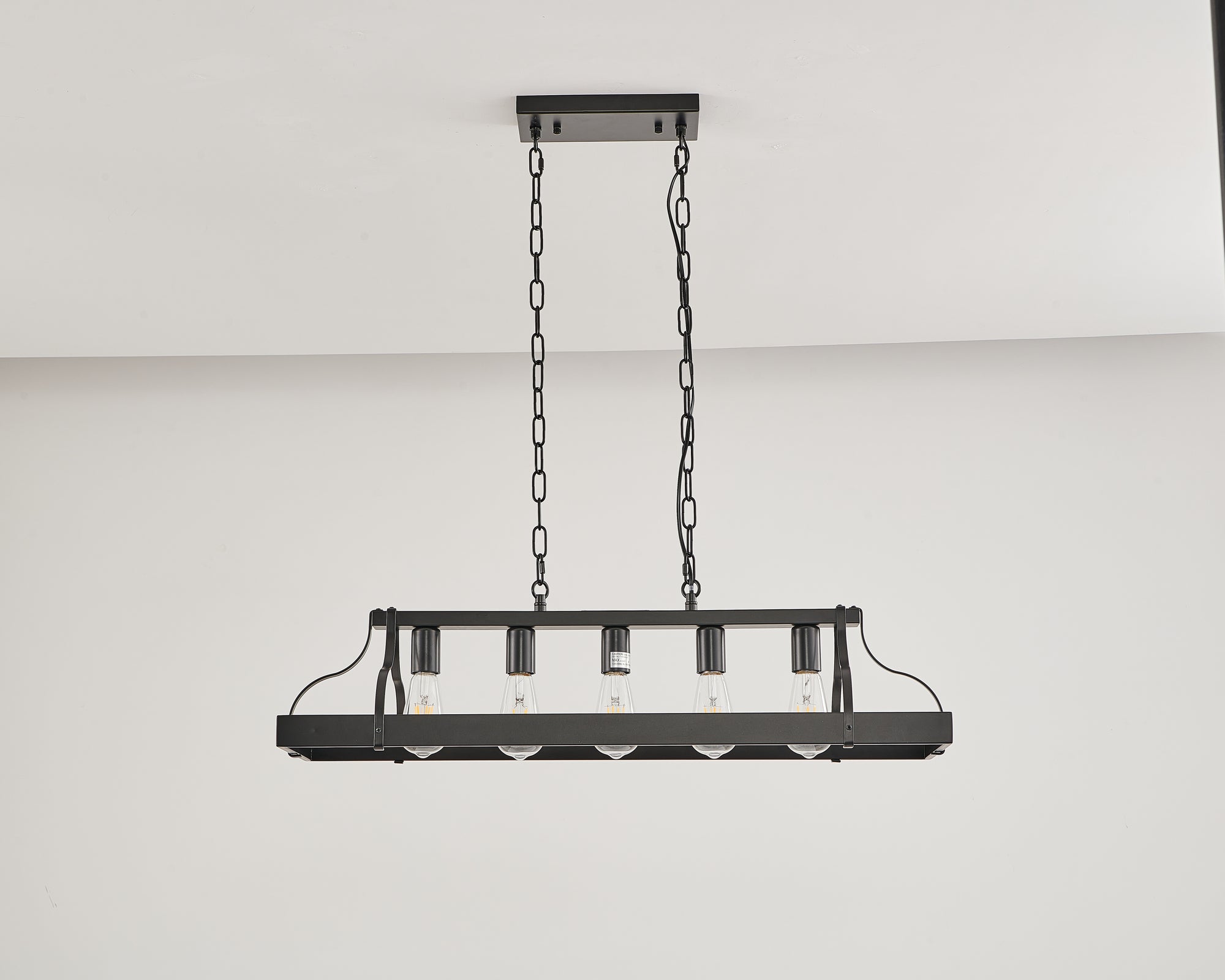 33.7-Inch Black Industrial Pendant Light With Adjustable Chain Height