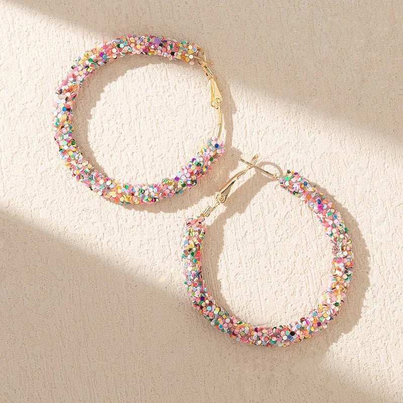 Feminine rainbow sprinkle hoop earrings