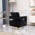 Open Back Black Chenille Swivel Accent Chair With Gold Stainless Steel Base