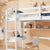 Twin Size Loft Bed For Kids with Desk, Shelves, Safety Guardrail & Ladder