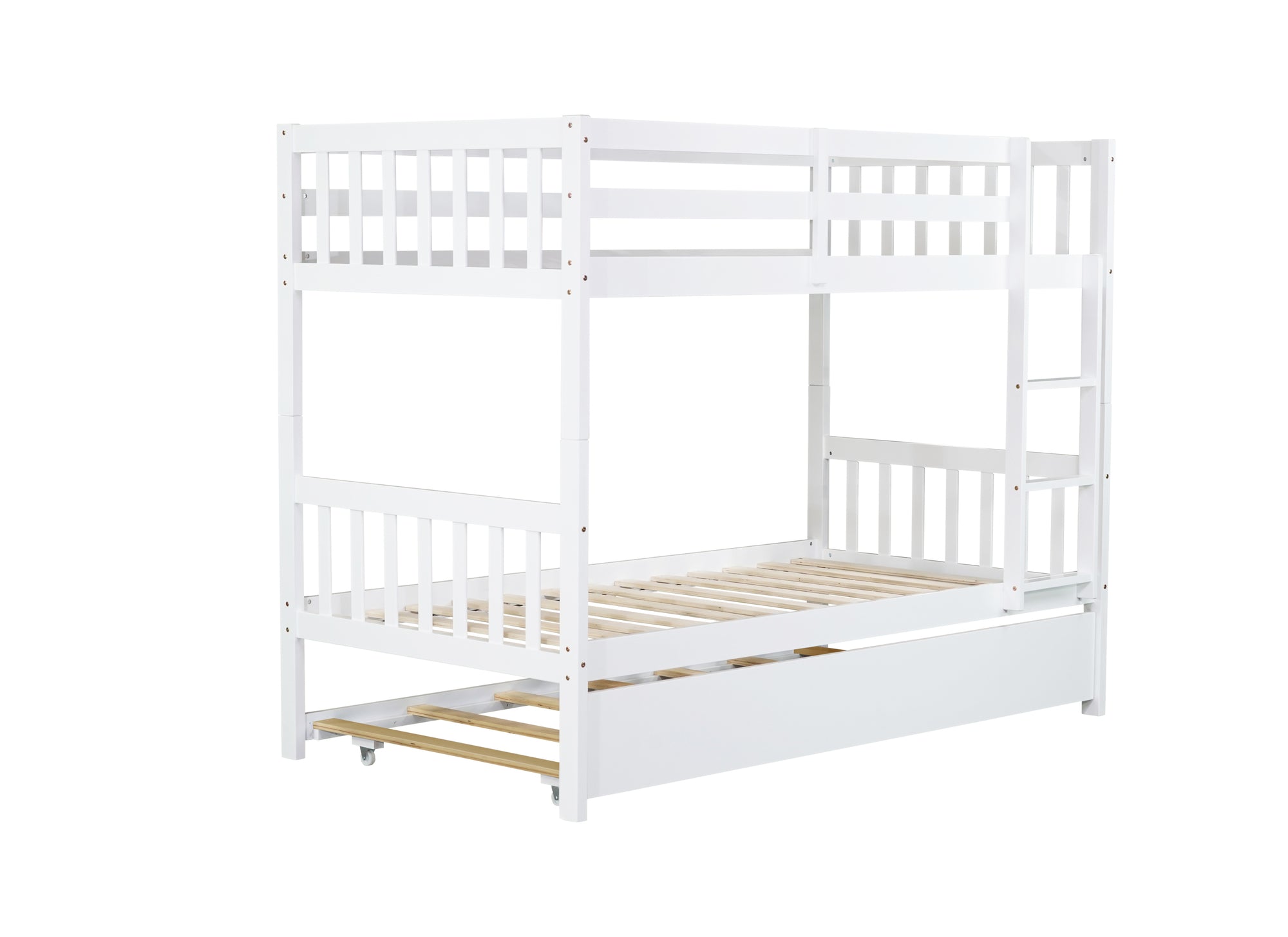 Convertible Twin Over Twin Rubber Wood Bunk Bed with Trundle