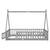 Gray Twin Tent-Shaped Toddler Floor Bed with Guardrails, Slats, and Door