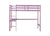 Pink Twin High Loft Bed with Built-in Desk, Rubber Wood Frame, and Safety Guardrail