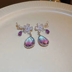 Load image into Gallery viewer, Floral Amethyst Water Drop Earrings
