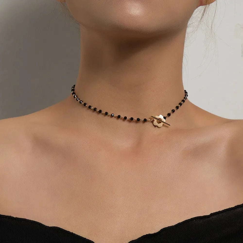 Floral choker flower clasp necklace 616930