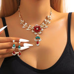 Load image into Gallery viewer, Floral Diamond Necklace and Earring Set
