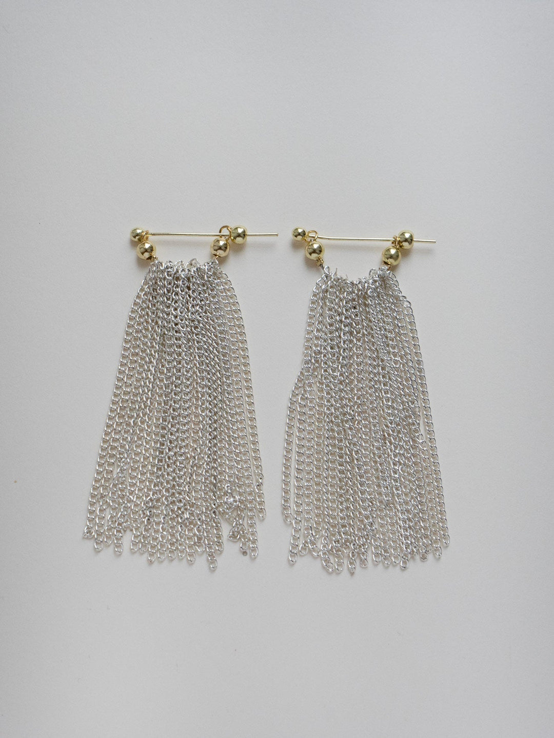 Nora Long Flowing Silver Chain Earrings
