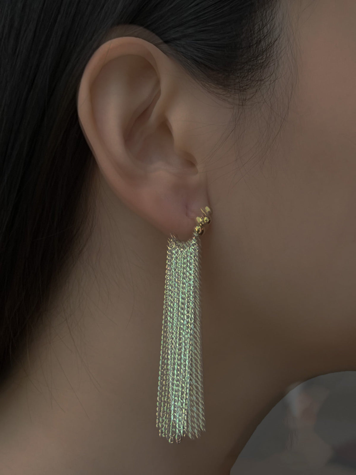 Nora long flowing silver chain earrings