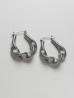 Load image into Gallery viewer, Lyra Silver Flowing Wave Hoop Earrings
