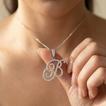 Load image into Gallery viewer, Luxe Cursive Diamond Accented Initial Necklace
