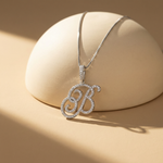 Load image into Gallery viewer, Luxe Cursive Diamond Accented Initial Necklace
