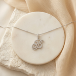Load image into Gallery viewer, Luxe Cursive Diamond Accented Initial Necklace
