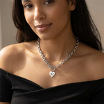 Load image into Gallery viewer, Paperclip Heart Letter Initial Choker Necklace
