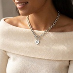 Load image into Gallery viewer, Paperclip Heart Letter Initial Choker Necklace
