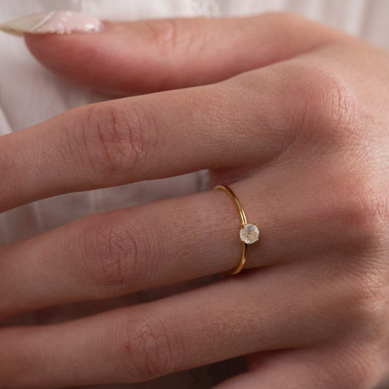 Heba Gold Ring with Moonstone