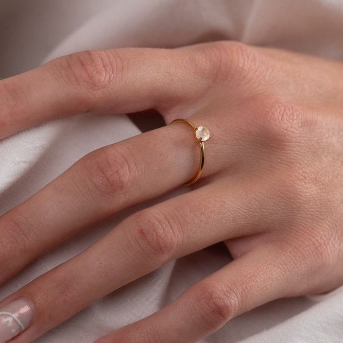 Heba Gold Ring with Moonstone