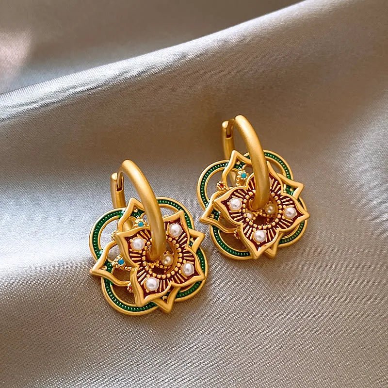 Geometric rangoli jhumka earrings