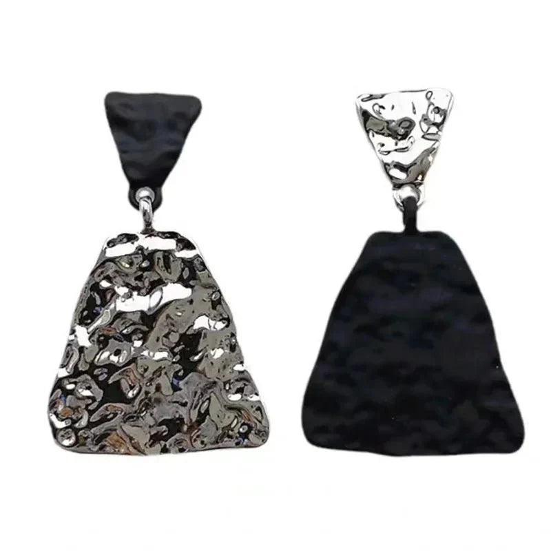 Geometric Textured Black and White Earrings