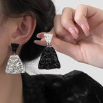 Load image into Gallery viewer, Geometric Textured Black and White Earrings
