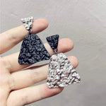 Load image into Gallery viewer, Geometric Textured Black and White Earrings
