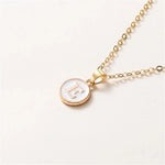 Load image into Gallery viewer, Gold Accented Circle Letter Initial Necklace
