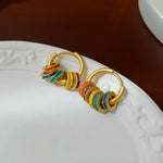 Load image into Gallery viewer, Gold Accented Colorful Circles Necklace and Earrings
