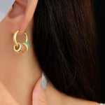 Load image into Gallery viewer, Gold Accented Colorful Circles Necklace and Earrings
