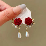 Load image into Gallery viewer, Gold Accented Rose Diamond Pearl Earrings
