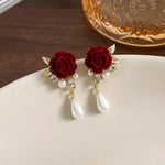 Load image into Gallery viewer, Gold Accented Rose Diamond Pearl Earrings
