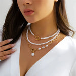 Load image into Gallery viewer, Classy Beaded Pearl Necklace Stacks
