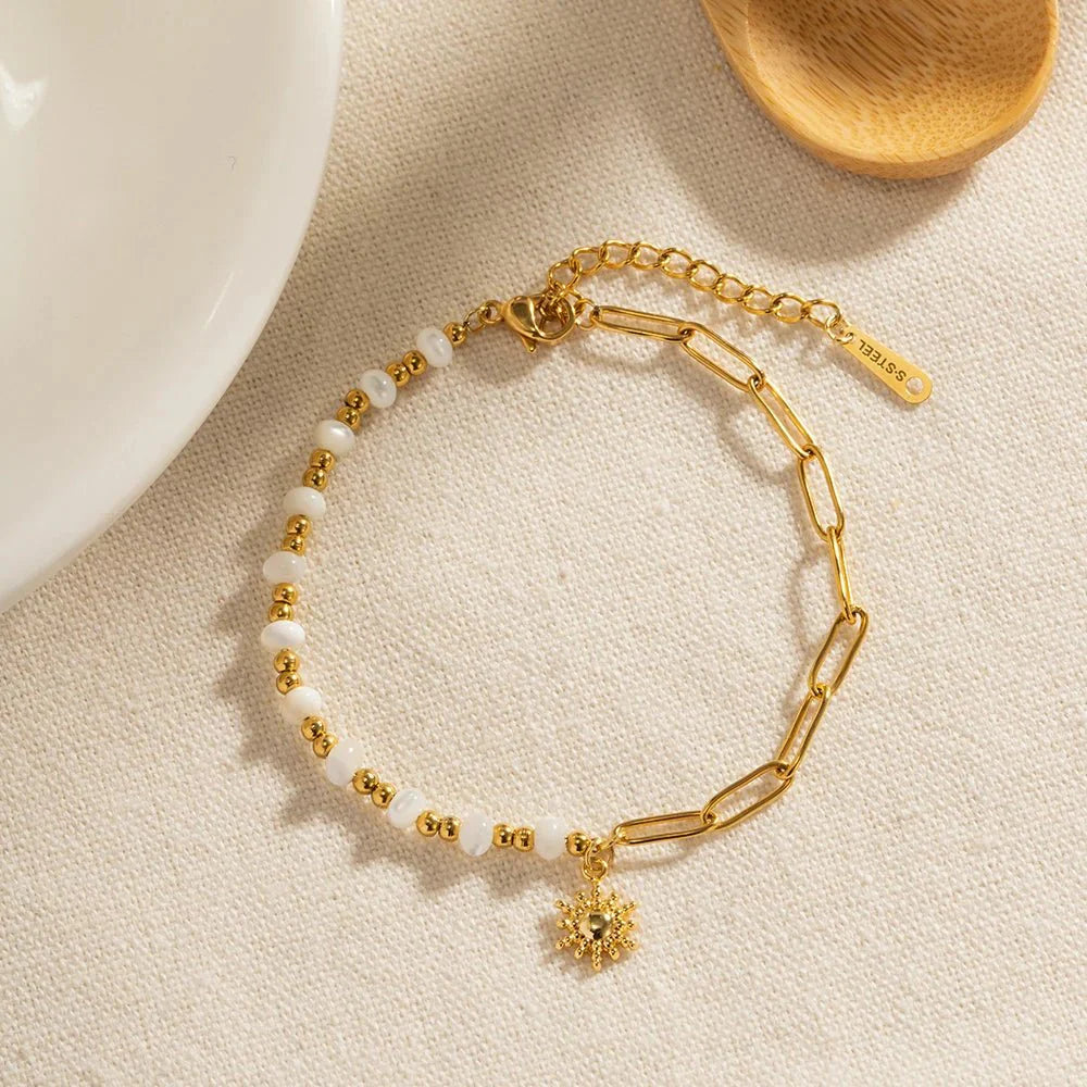 Golden paperclip boho sun bracelet