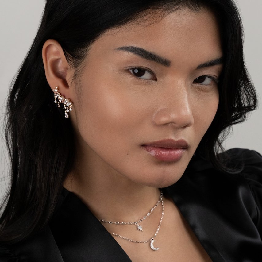 Golden pearl tassel earrings 769827