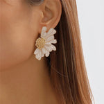Load image into Gallery viewer, Half Flower Enamel Earrings
