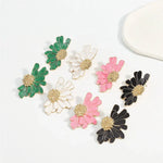 Load image into Gallery viewer, Half Flower Enamel Earrings
