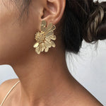 Load image into Gallery viewer, Half Flower Enamel Earrings
