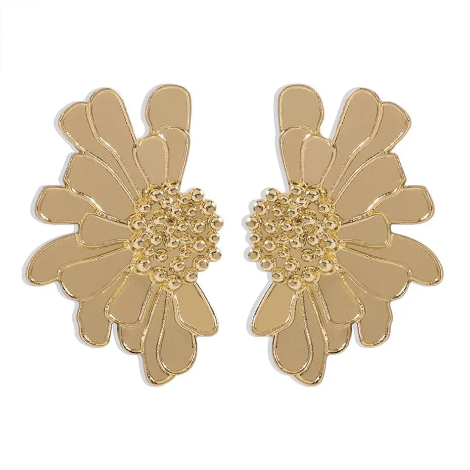 Half Flower Enamel Earrings