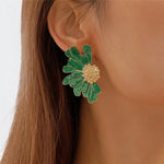 Load image into Gallery viewer, Half Flower Enamel Earrings
