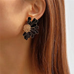 Load image into Gallery viewer, Half Flower Enamel Earrings
