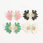 Load image into Gallery viewer, Half Flower Enamel Earrings
