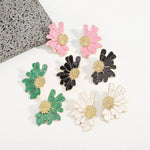 Load image into Gallery viewer, Half Flower Enamel Earrings
