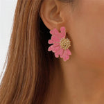 Load image into Gallery viewer, Half Flower Enamel Earrings
