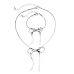 Load image into Gallery viewer, Herringbone Chain Bow Necklace and Bracelet Set
