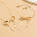 Load image into Gallery viewer, Herringbone Chain Bow Necklace and Bracelet Set
