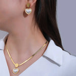 Load image into Gallery viewer, Herringbone Love Heart Necklace and Earrings Set
